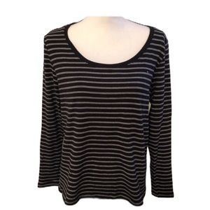 Tommy Hilfiger Long Sleeved Black/White Stripe Top